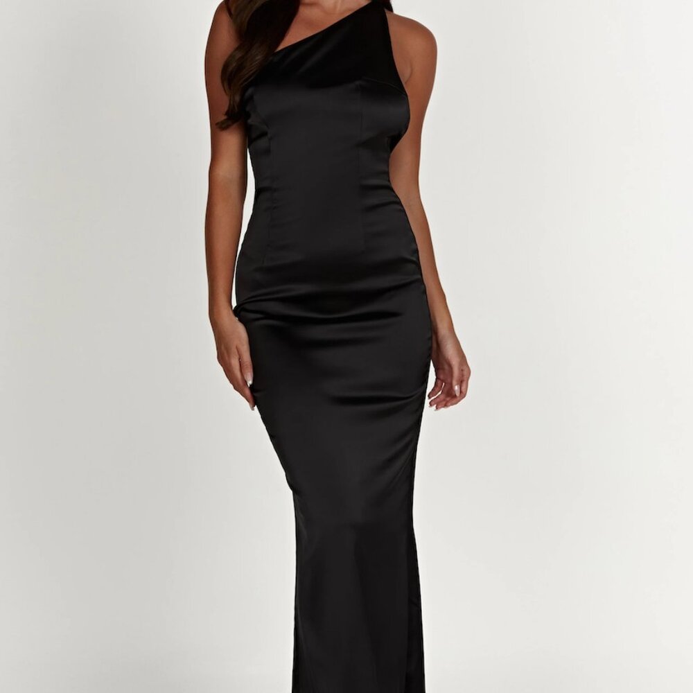 Meshki Harper One Shoulder Gown Black (Size Small) - Picture 2 of 3